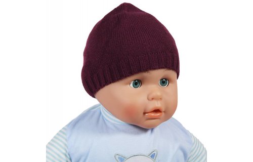 Gebreide babymuts paars Gebreide babymuts paars