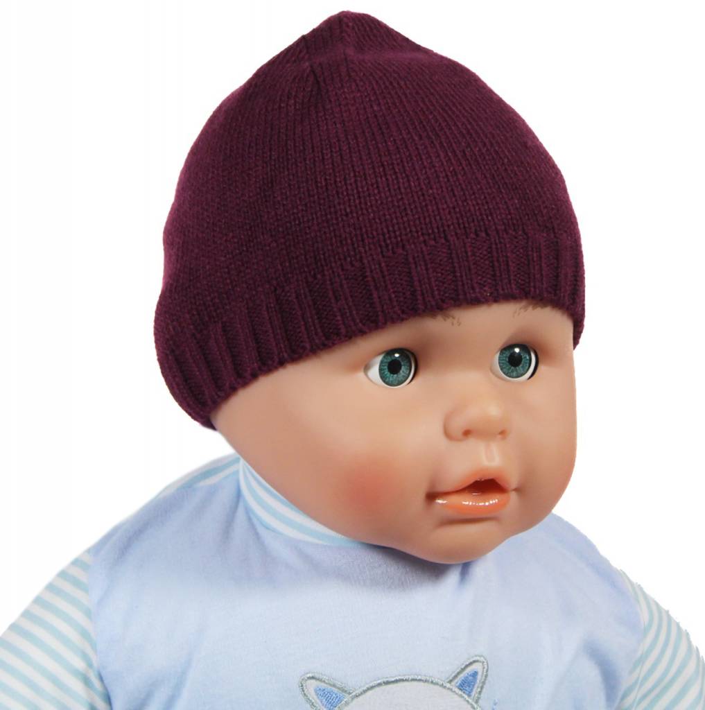 Gebreide babymuts paars Gebreide babymuts paars