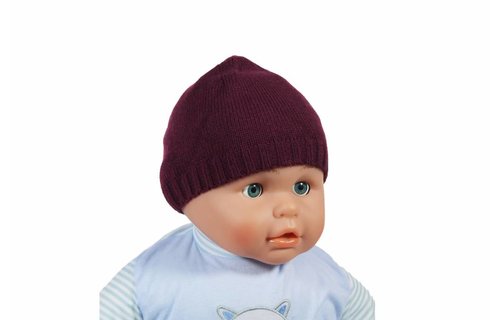 Gebreide babymuts paars Gebreide babymuts paars