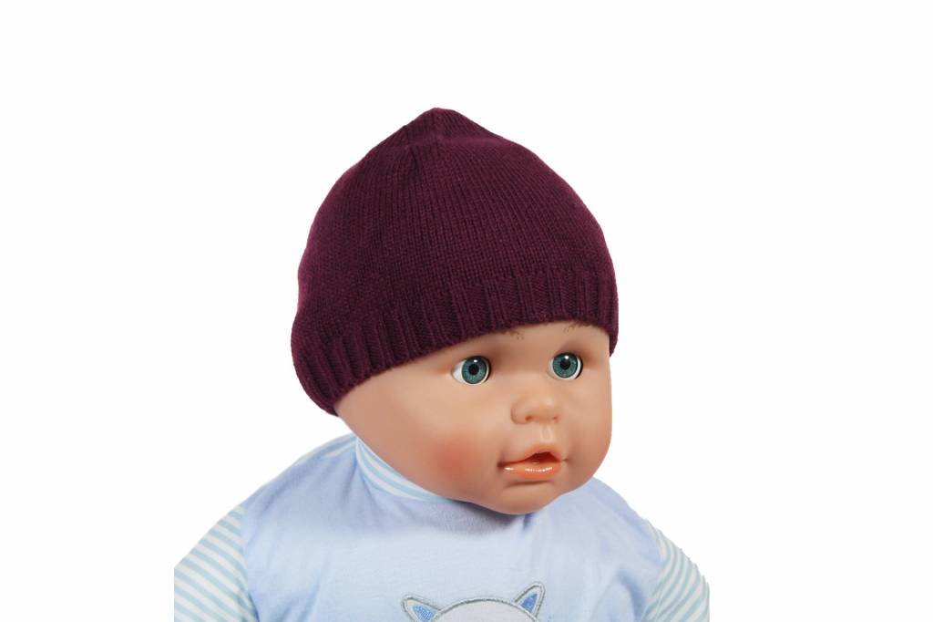 Gebreide babymuts paars Gebreide babymuts paars