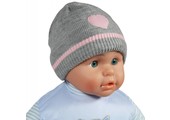 Gebreide babymuts hartje grijs/roos