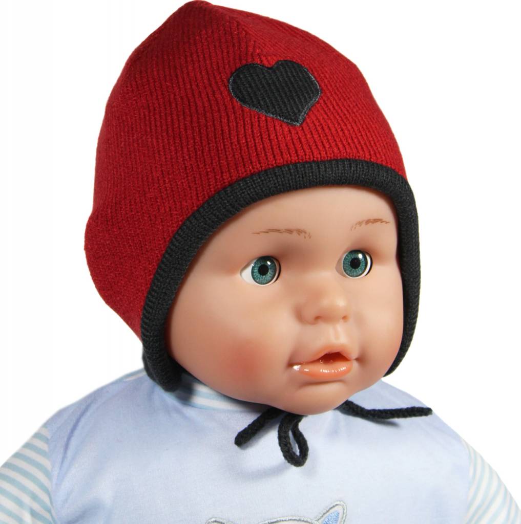 Baby muts koortje rood / grijs