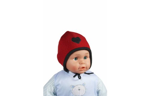 Baby muts koortje rood / grijs