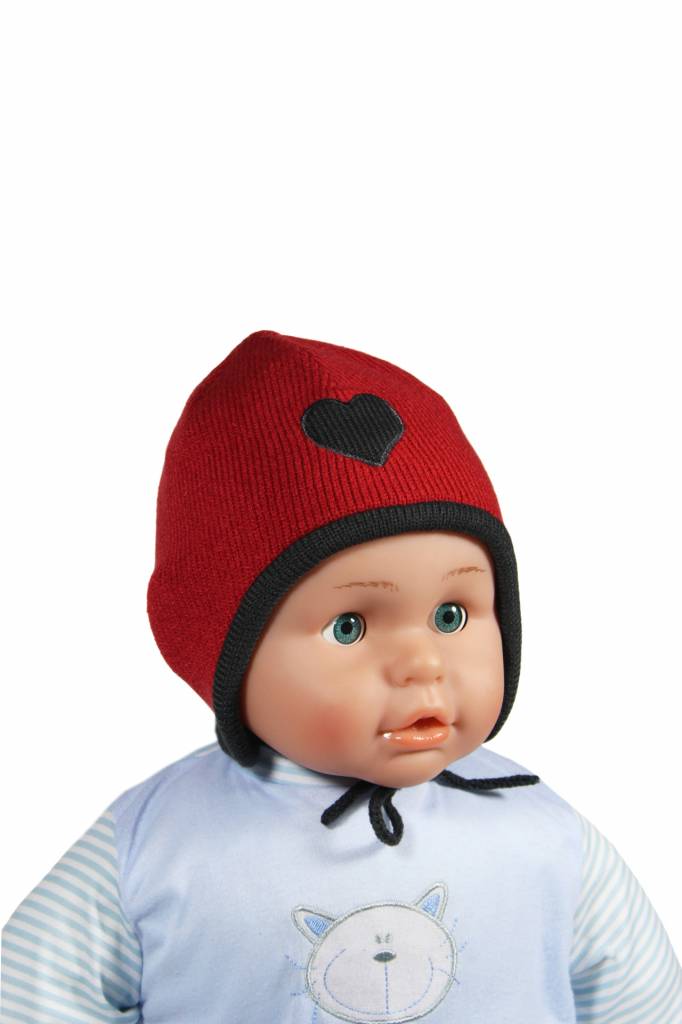 Baby muts koortje rood / grijs