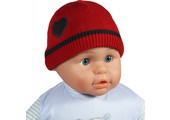 Gebreide babymuts hartje rood/grijs