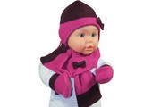 Baby winterset met strikje paars/roos