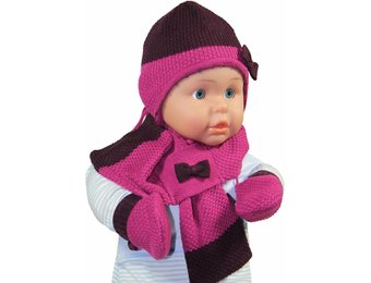 Baby winterset met strikje paars/roos