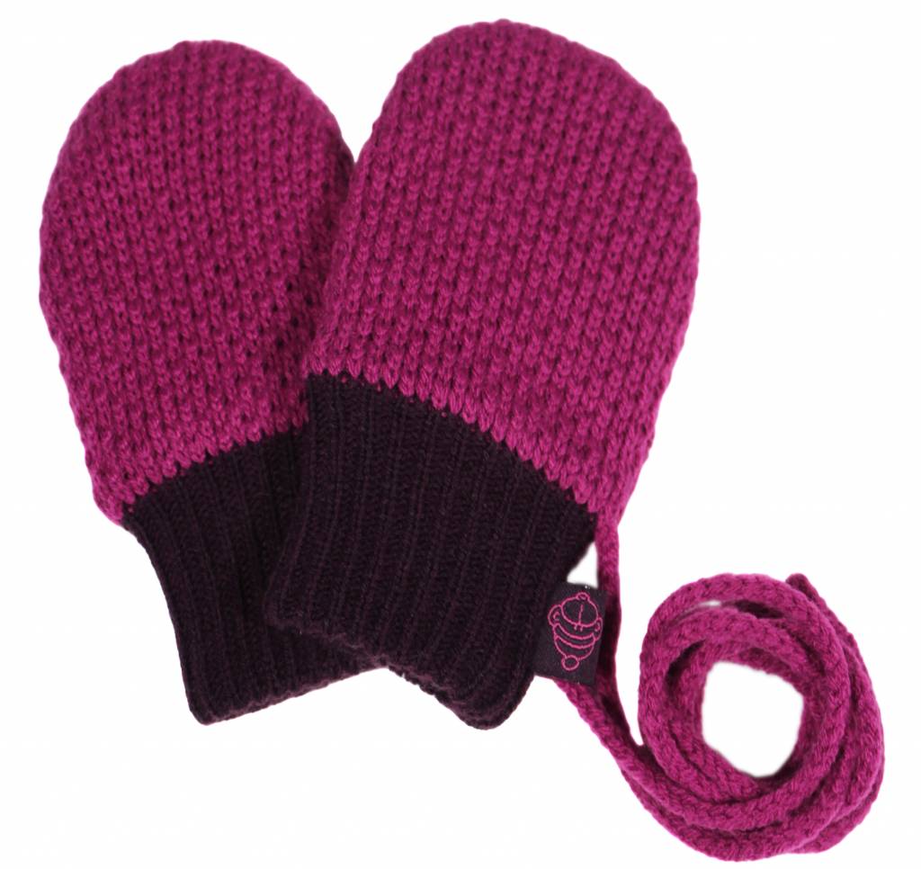 Baby wantjes met koord paars/roos