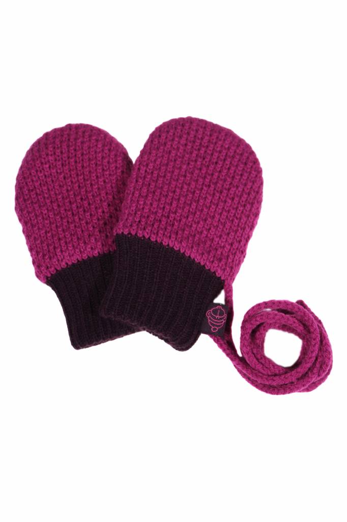 Baby wantjes met koord paars/roos