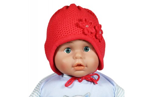 Babymuts 2 bloemen orange