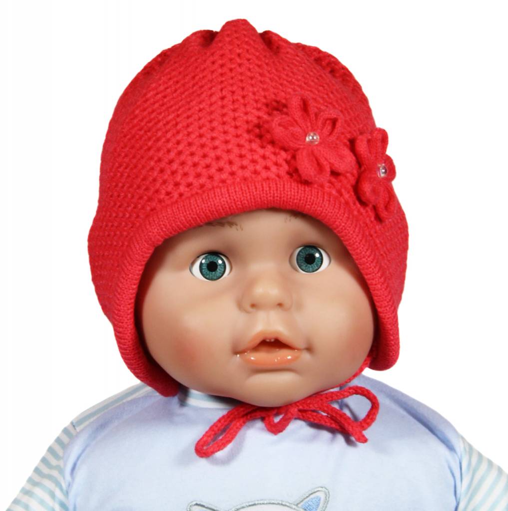 Babymuts 2 bloemen orange