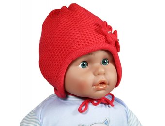 Babymuts 2 bloemen orange