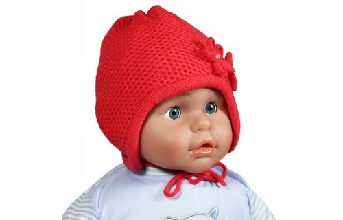 Babymuts 2 bloemen orange