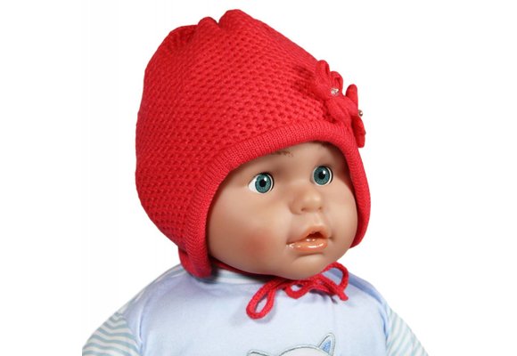 Babymuts 2 bloemen orange