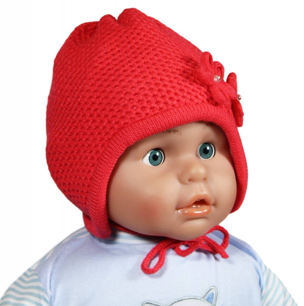 Babymuts 2 bloemen orange