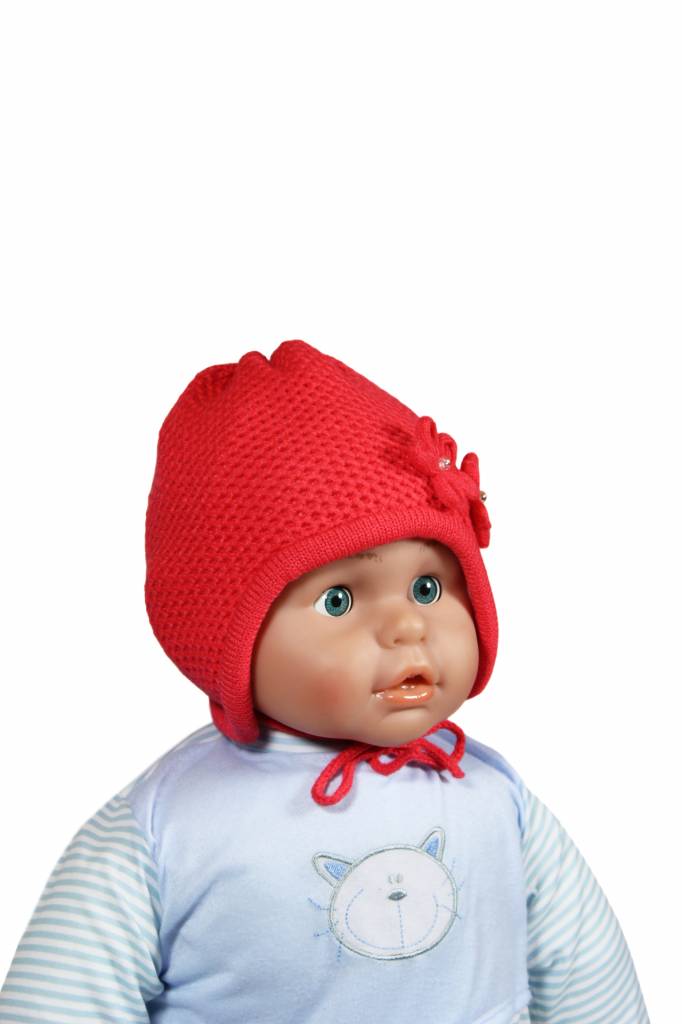 Babymuts 2 bloemen orange