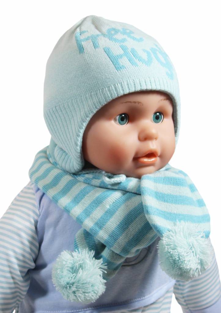 Baby muts en sjaal "Free Hughs" mint