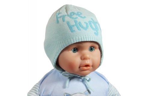 Babymuts over de oren "Free Hughs" mint