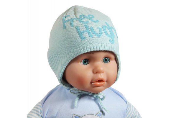 Babymuts over de oren "Free Hughs" mint