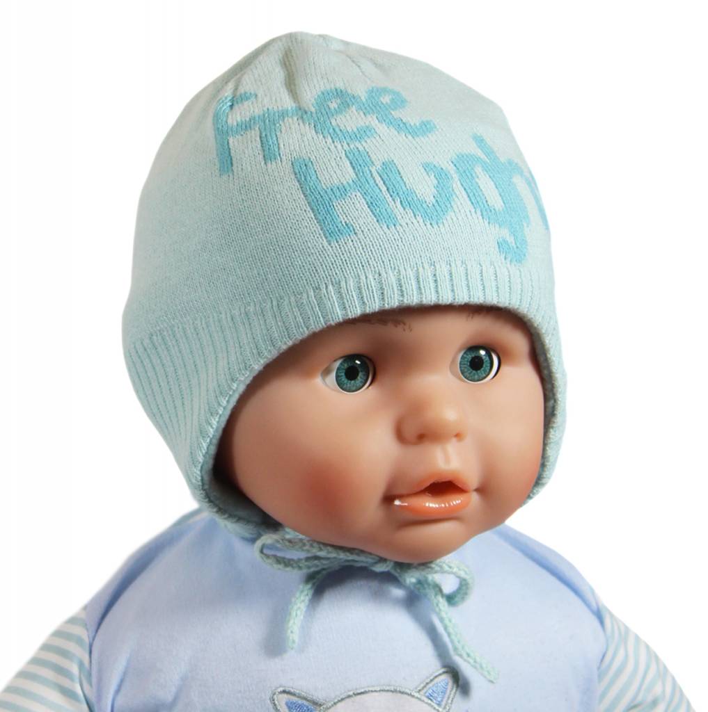 Babymuts over de oren "Free Hughs" mint