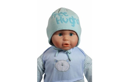 Babymuts over de oren "Free Hughs" mint