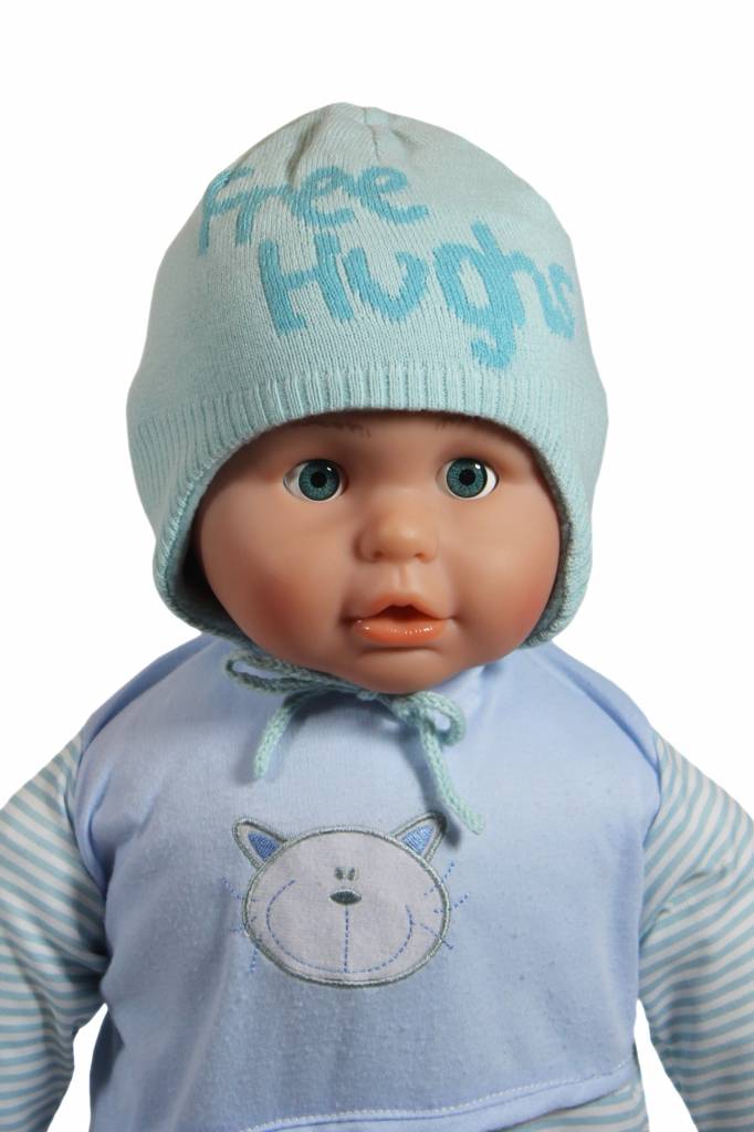 Babymuts over de oren "Free Hughs" mint