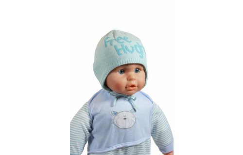 Babymuts over de oren "Free Hughs" mint