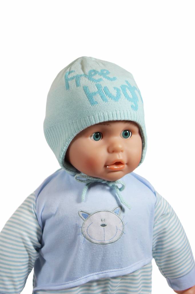 Babymuts over de oren "Free Hughs" mint