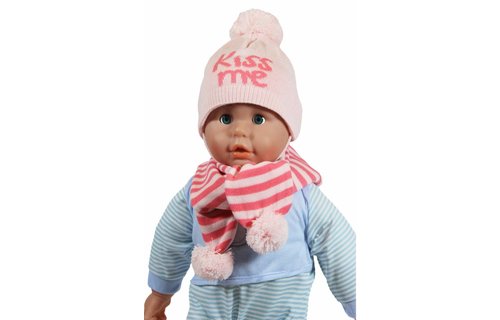 Baby muts en sjaal pompom " Kiss me " pink Baby muts en sjaal pompom " Kiss me " pink