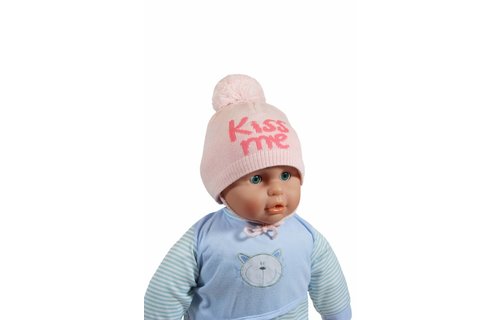 Babymuts pompom "Kiss me" pink