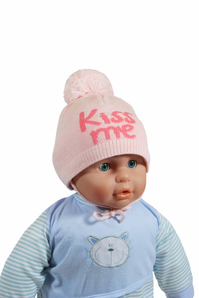 Babymuts pompom "Kiss me" pink