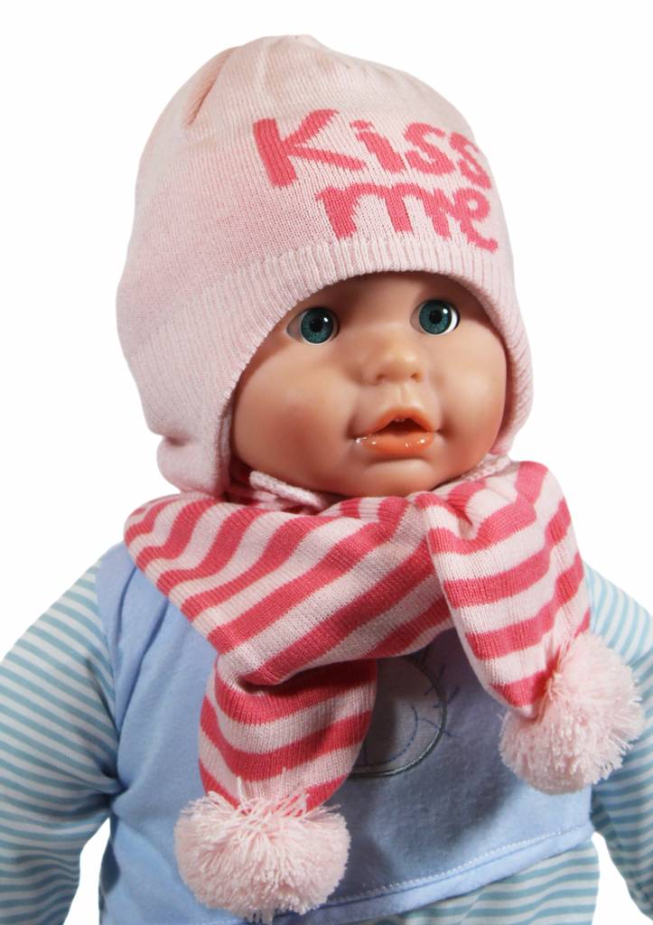 Baby muts en sjaal "Kiss me" pink