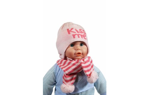 Baby muts en sjaal "Kiss me" pink
