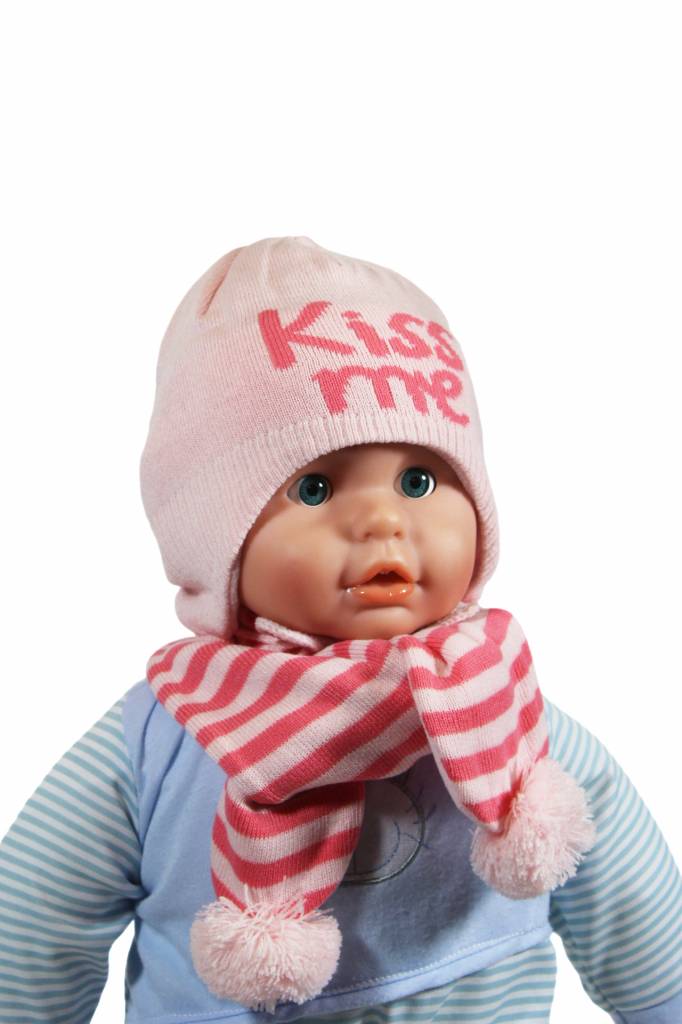Baby muts en sjaal "Kiss me" pink