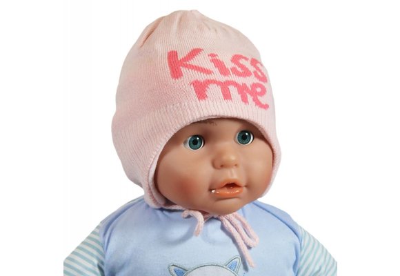 Babymuts over de oren "Kiss me" pink