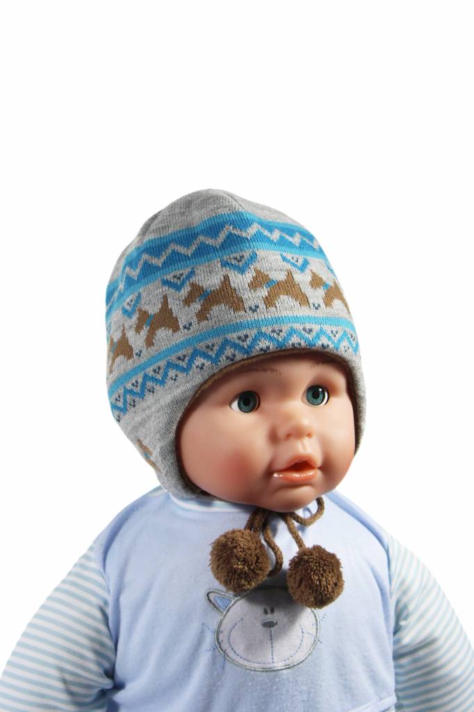 Baby Muts Grijs/Blauw hondjes Baby Muts Grijs/Blauw hondjes