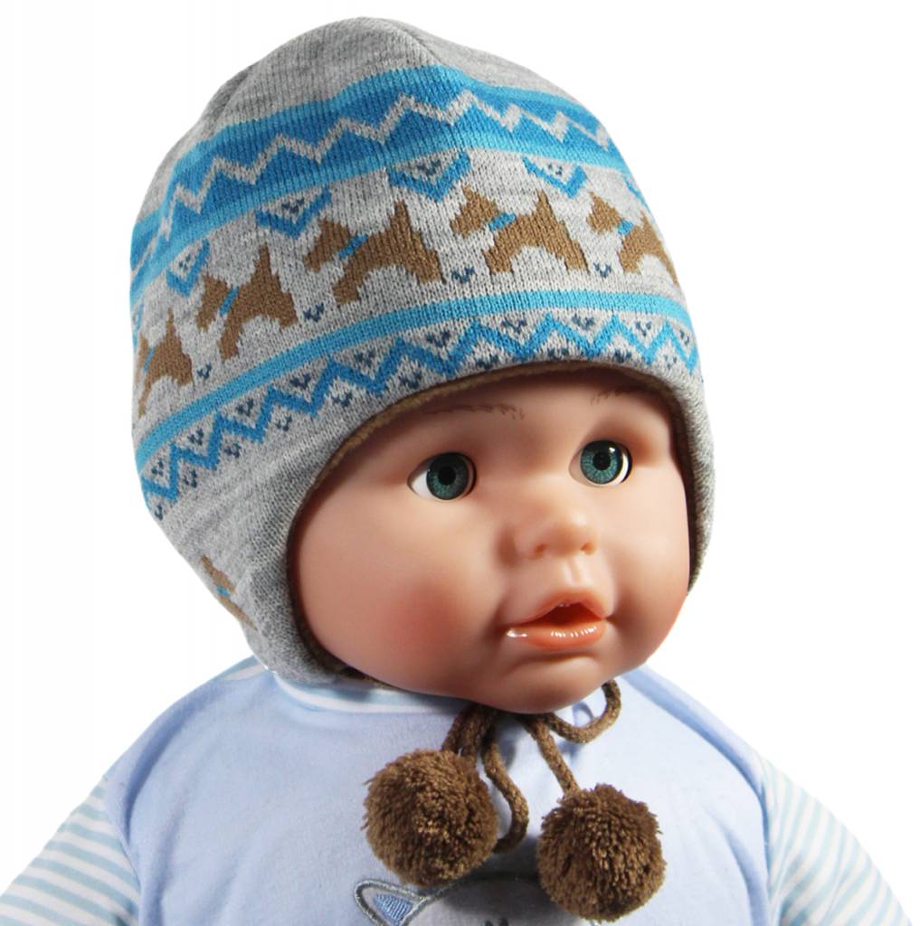 Baby Muts Grijs/Blauw hondjes Baby Muts Grijs/Blauw hondjes