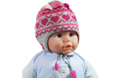 Baby Muts Grijs/Roos hartjes