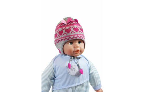 Baby Muts Grijs/Roos hartjes