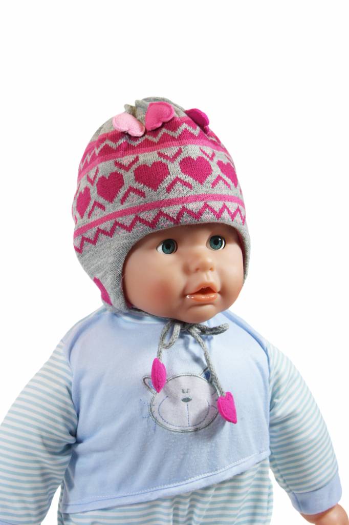 Baby Muts Grijs/Roos hartjes