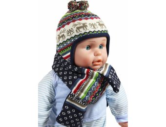 Baby Muts en Sjaal eland blauw