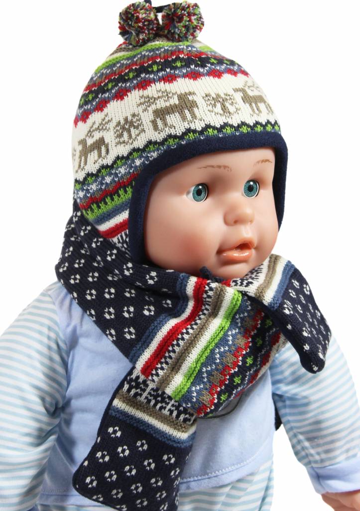 Baby Muts en Sjaal eland blauw Baby Muts en Sjaal eland blauw