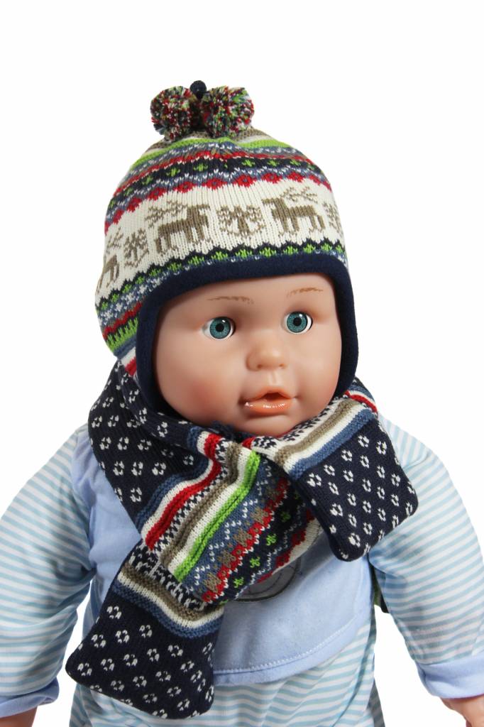 Baby Muts en Sjaal eland blauw Baby Muts en Sjaal eland blauw