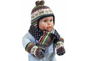 Babymuts , sjaal en wantjes Elandmotief blauw