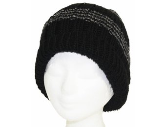 Gebreide Muts met pels zwart