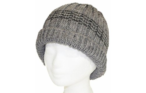 Gebreide Muts met pels grijs