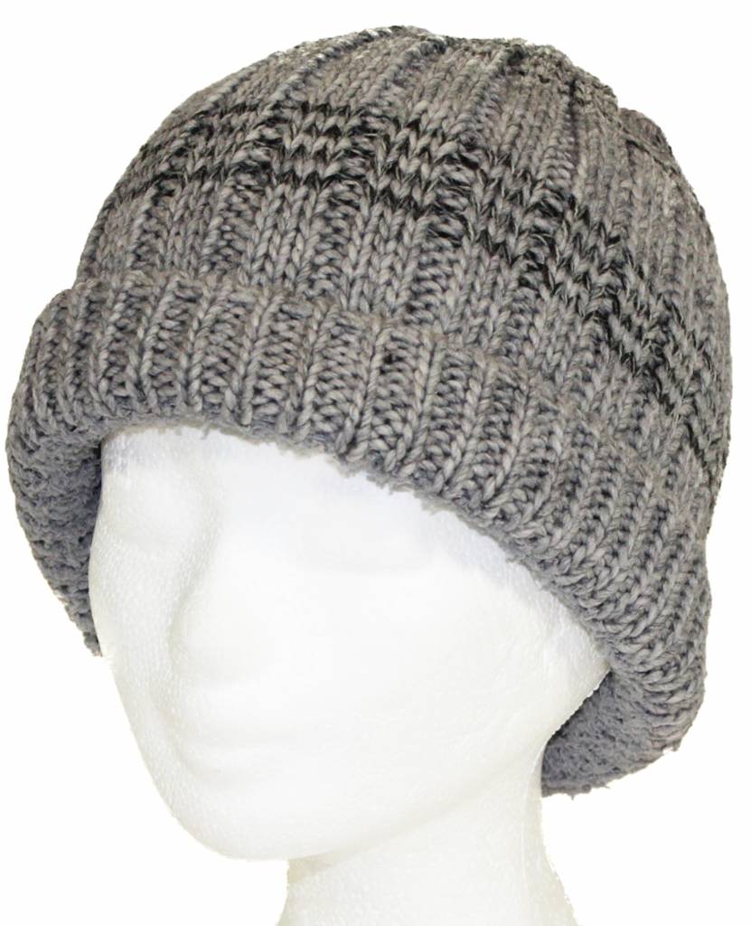 Gebreide Muts met pels grijs