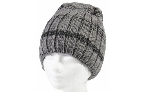 Gebreide Muts met pels grijs