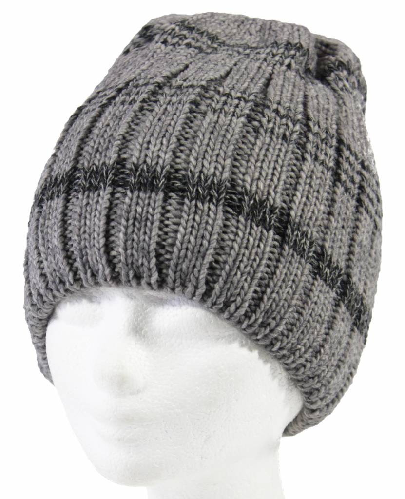 Gebreide Muts met pels grijs