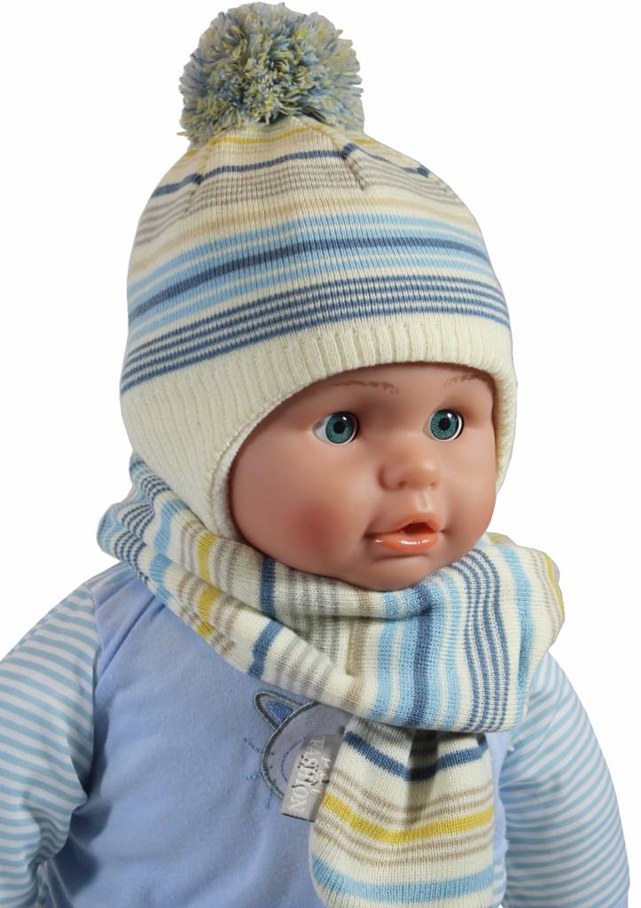 Baby Muts en Sjaal gestreept Baby Muts en Sjaal gestreept